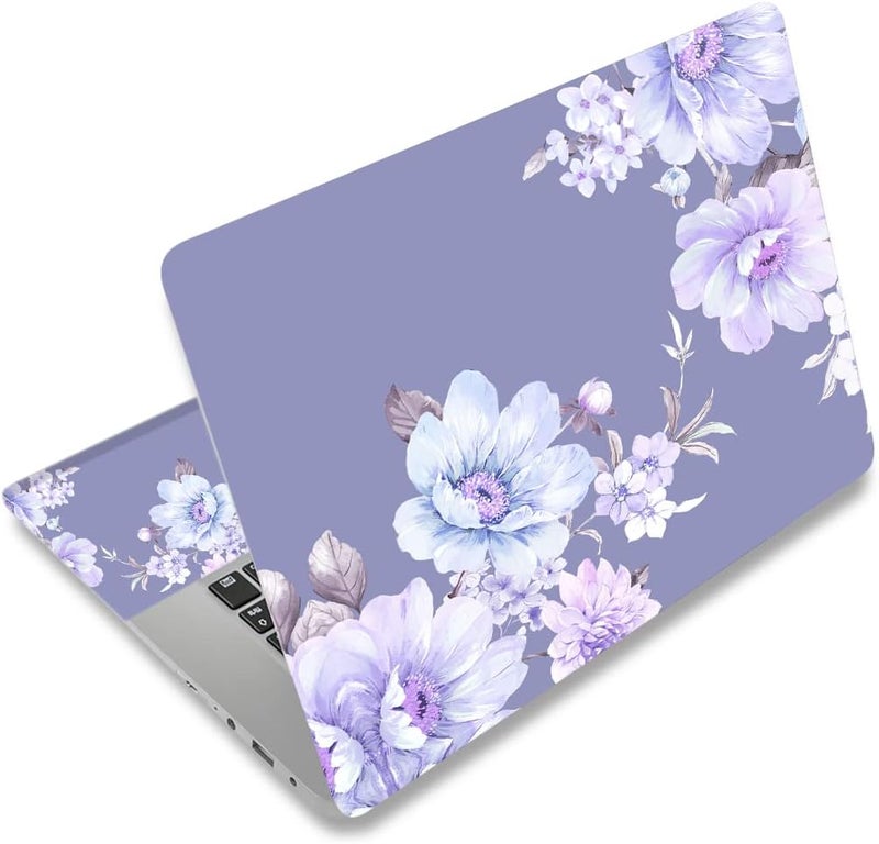 Laptop Skin Sticker Decal,12" 13" 13.3" 14" 15" 15.4" 15.6 inch Laptop Skin Sticker Cover Art Decal Protector Notebook PC (Blue Flowers)